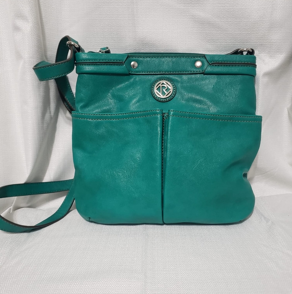 Rely By Fossil Green Faux Leather Crossbody Strap Bag Handbag Purse